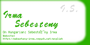 irma sebesteny business card